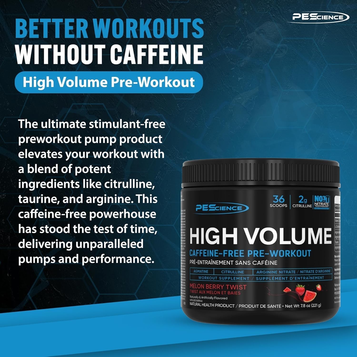Stim-Free Pre-Workout Powder – Melon Berry Twist, Caffeine-Free, L-Citrulline, 3
