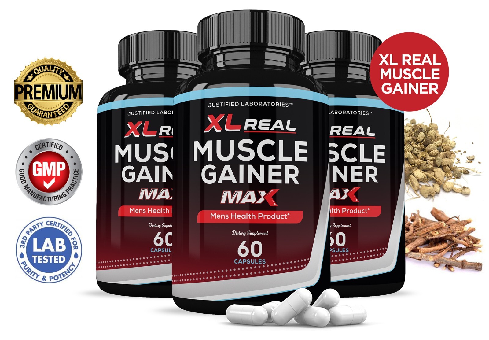 XL Real Muscle Gainer Max Men’s Health Supplement 1600mg 180 Capsules