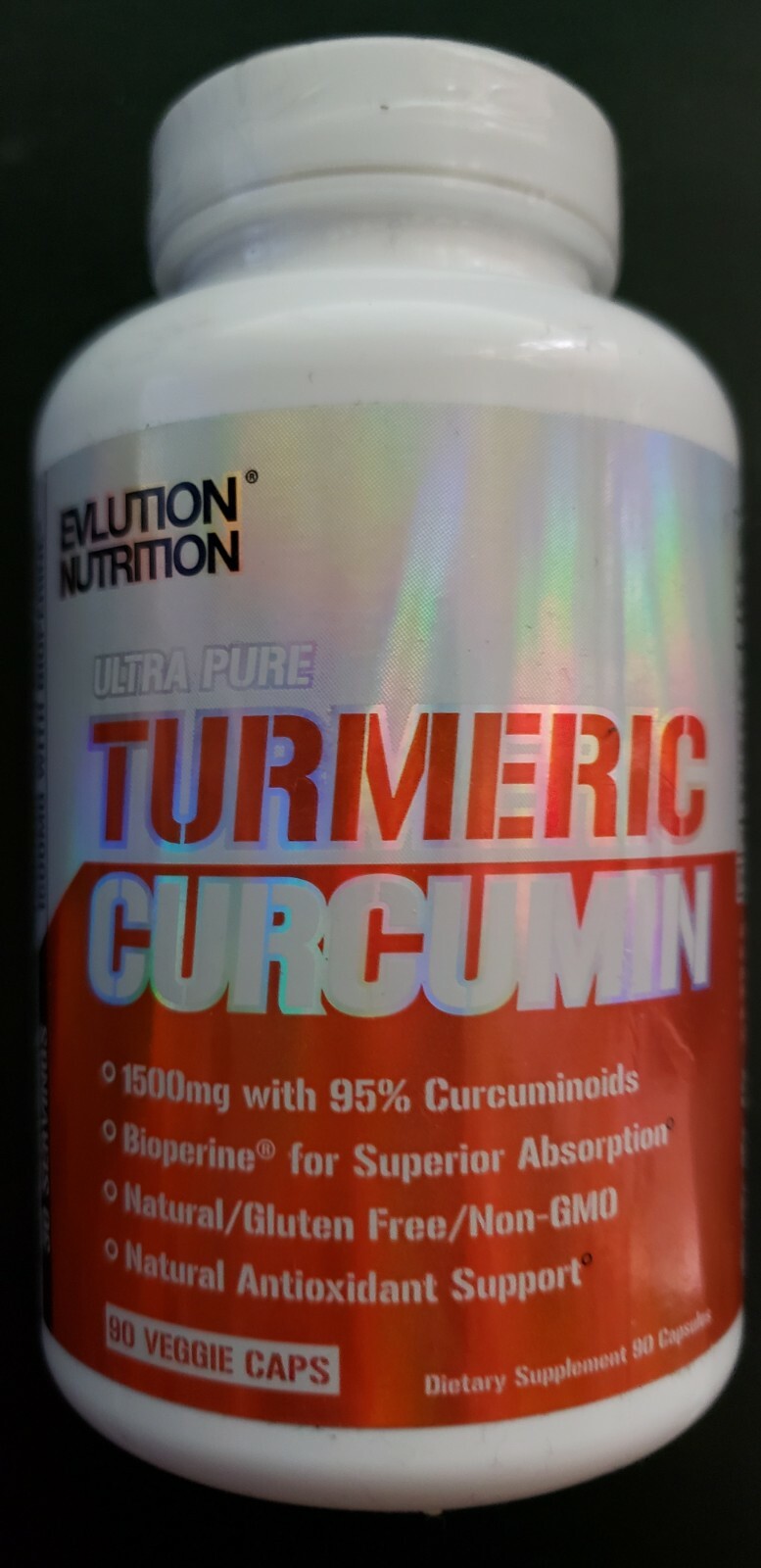 Evlution Nutrition – TURMERIC CURCUMIN – 90 Veggie Caps / 30 Serv – Exp 8/2025