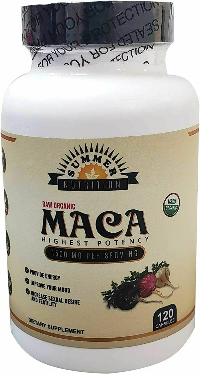 Summer Nutrition – Organic Maca Root Black, Red, Yellow 1500 Mg – 120 Capsules
