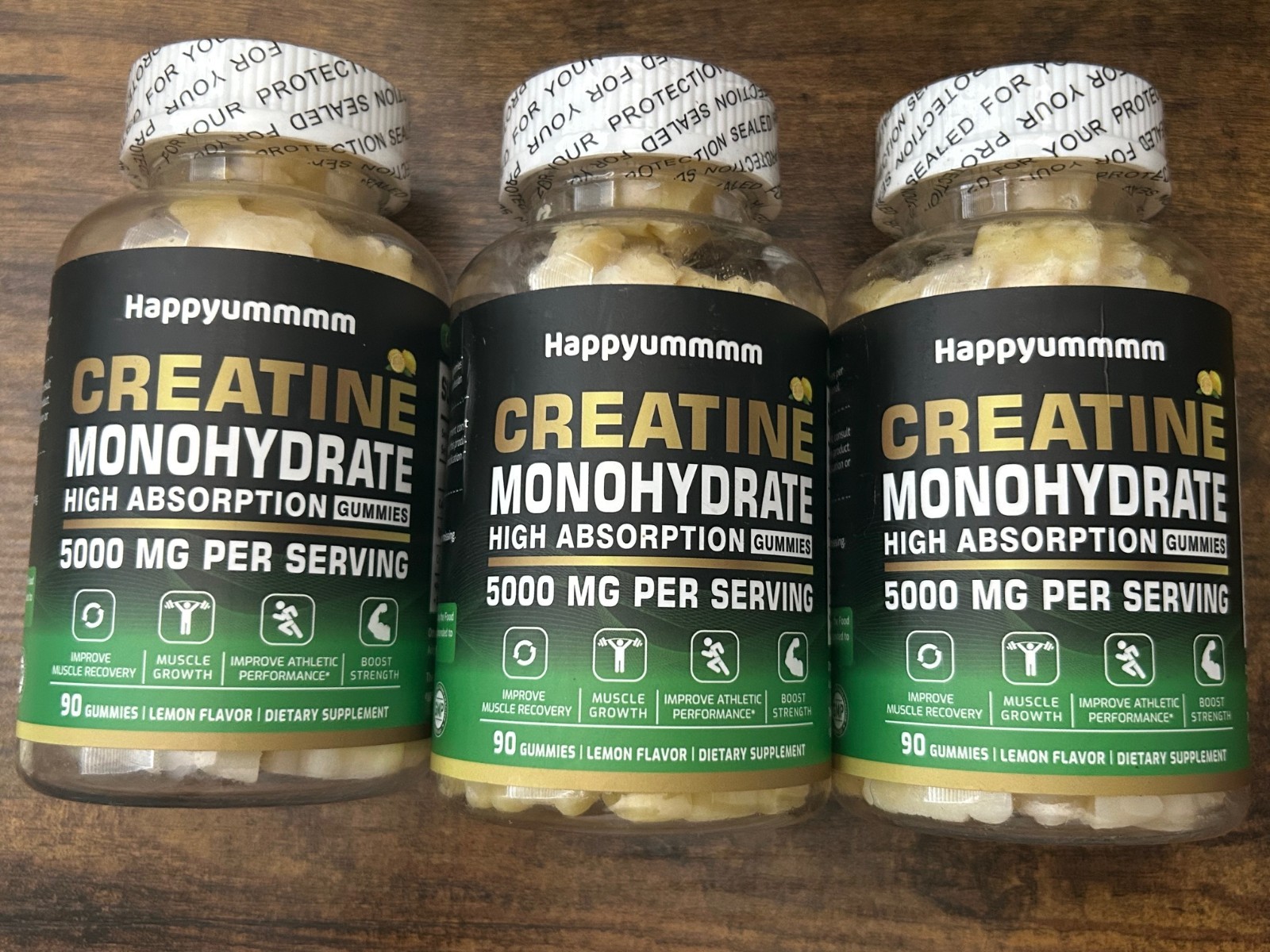 Happyummmm Creatine Monohydrate 5000MG 90 Gummies Lemon Flavor EXP 9/26+ 3 Pack