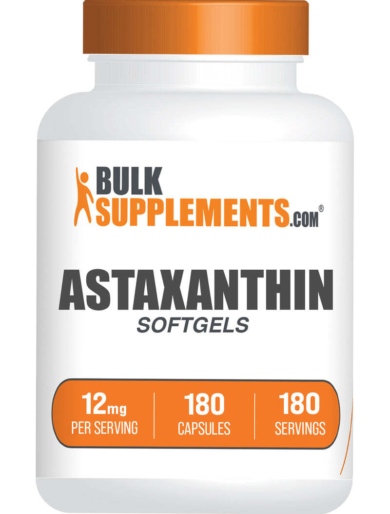 BulkSupplements Astaxanthin 180 Softgels – Antioxidant Source – 12mg Per Serving