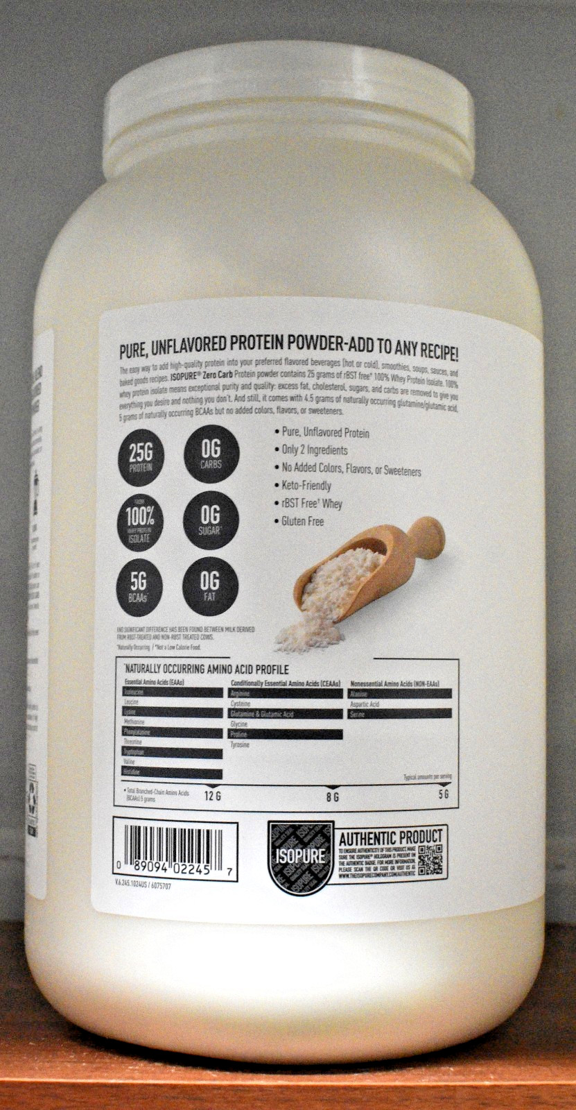 Isopure Unflavored Zero Carb Protein Powder 3 lb (1.36 kg) 47 Servings