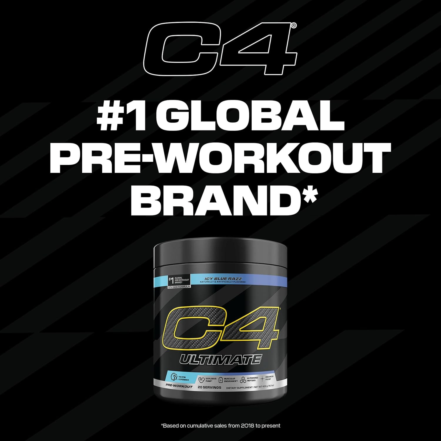 Ultimate Pre Workout Powder ICY Blue Razz – Sugar Free Preworkout Energy Supplem