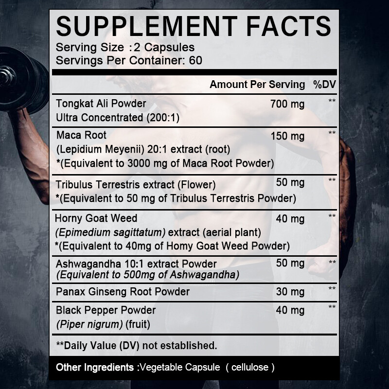 Maca Relieve Stress Sexual Desire Ginseng Male Energy for Men 120 Capsules
