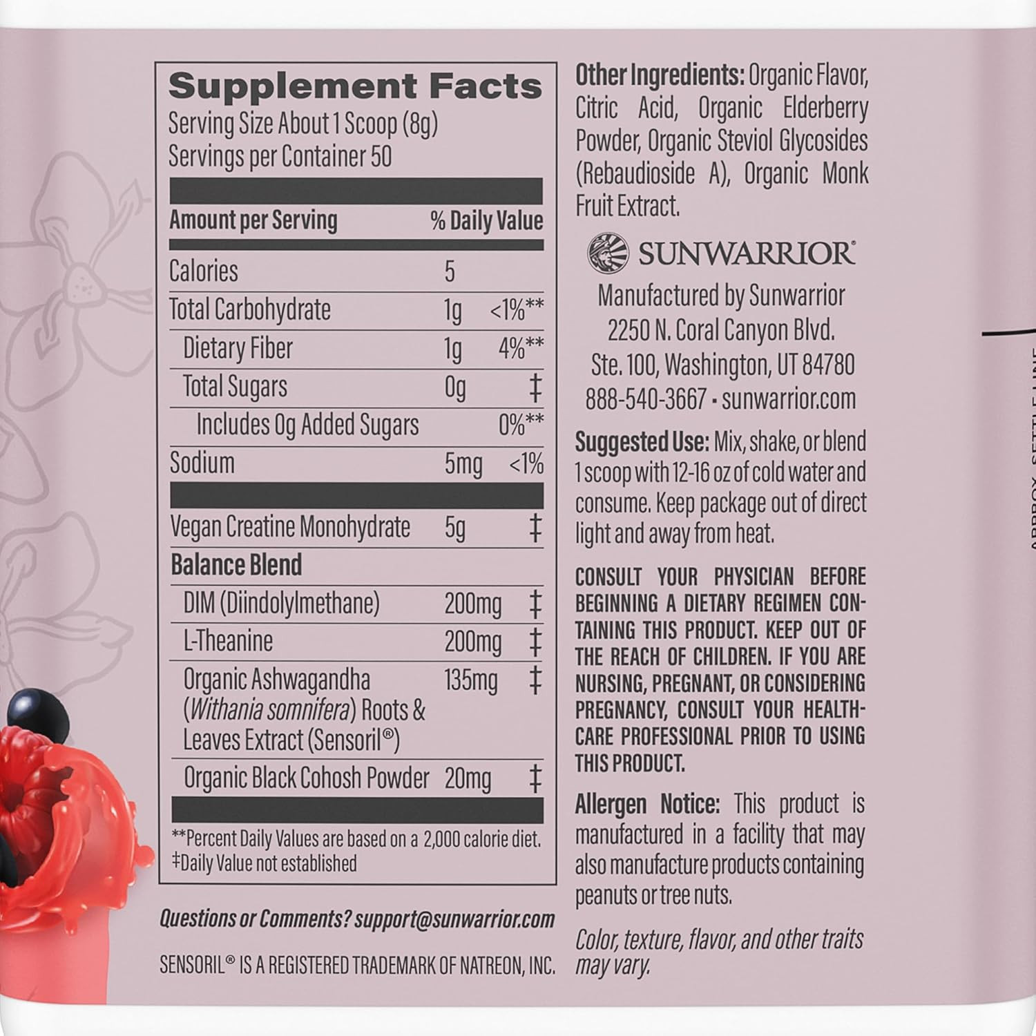 Raspberry Elderflower Active Creatine Monohydrate for Her, 14.1 OZ