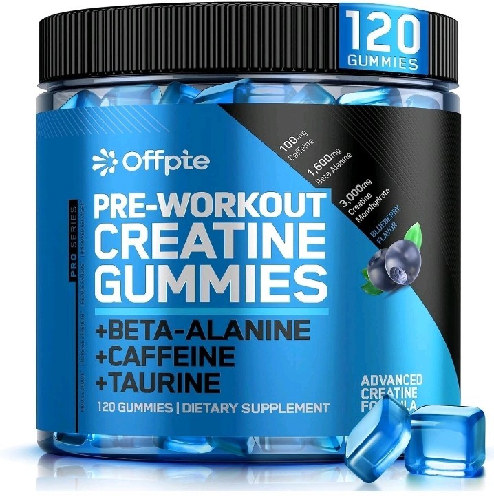 Pre Workout Creatine Gummies for Men & Women, Cheweable Sugar-Free Exp. 08/2027