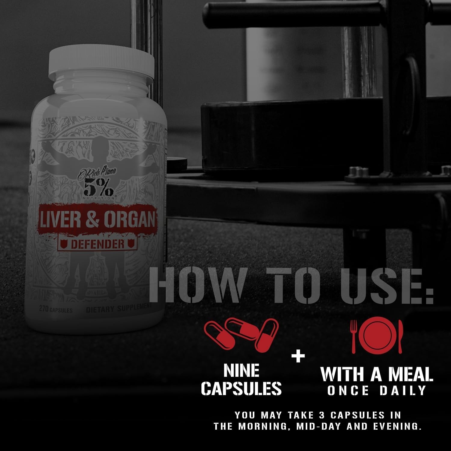 5% Nutrition Rich Piana Liver & Organ Defender Cycle Support Plus NAC – 270 Caps