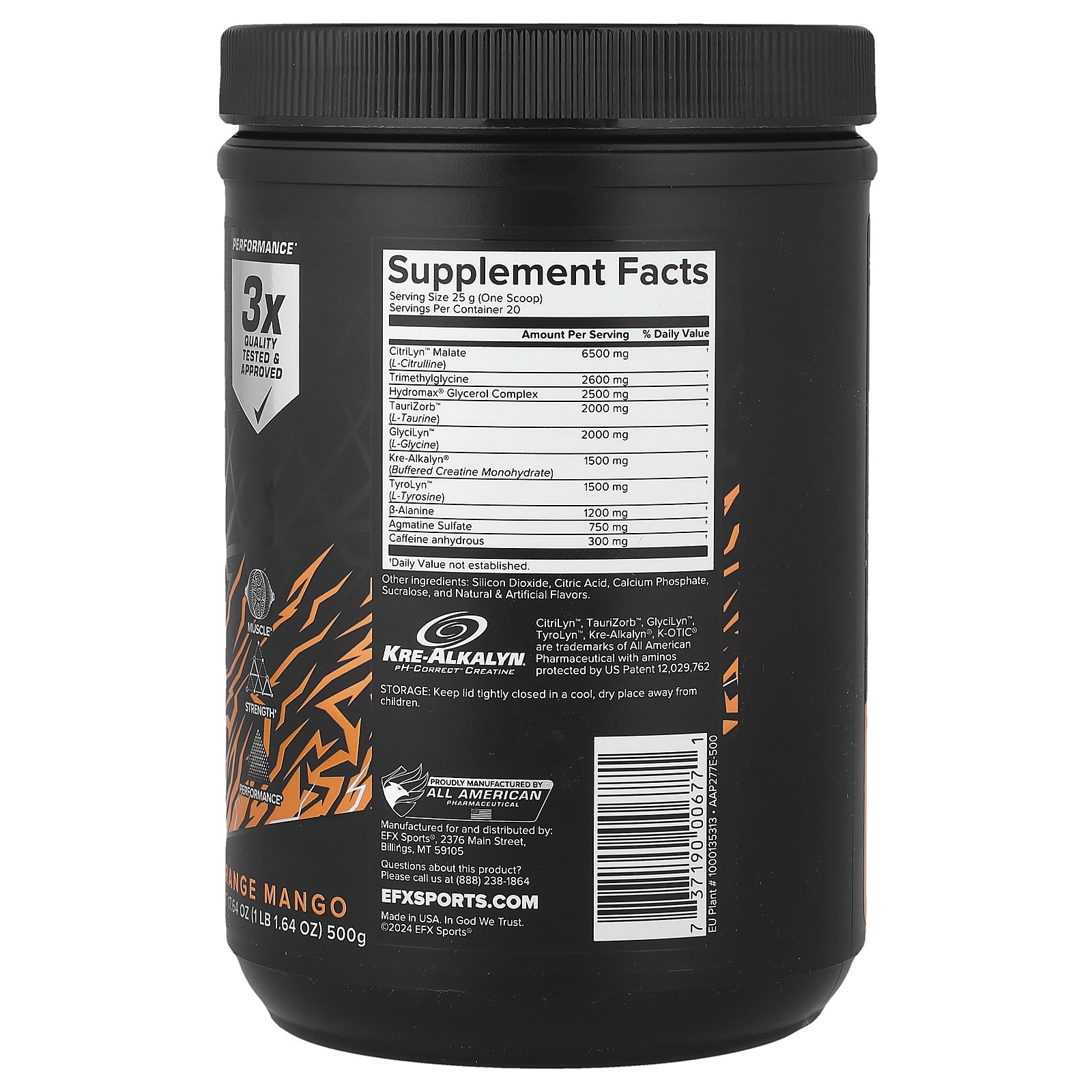 K-otic® Pre-Workout, Orange Mango, 1 lb 1.64 oz (500 g)