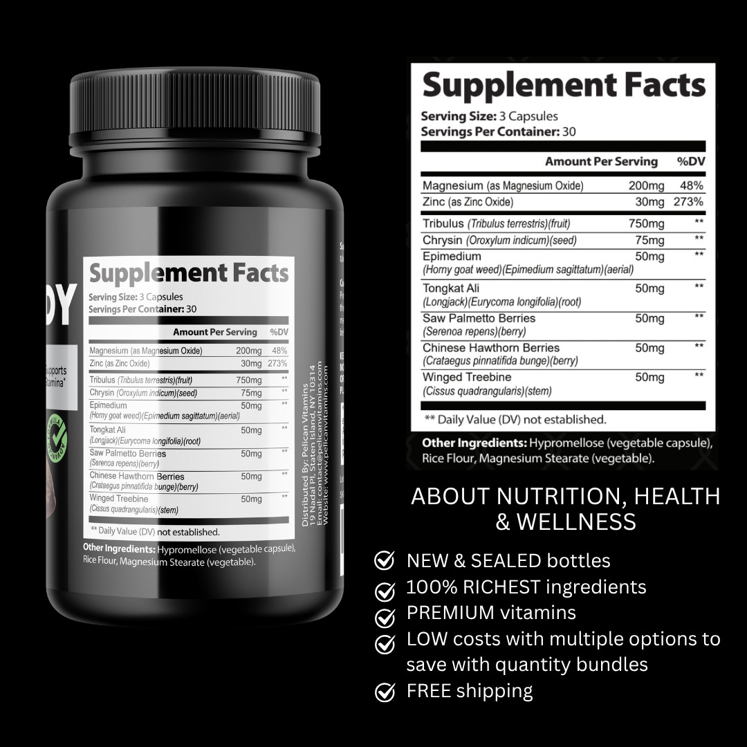 Grow Body- Bodybuilding & Men’s Health Support- 12 Bottles- 1080 Capsules