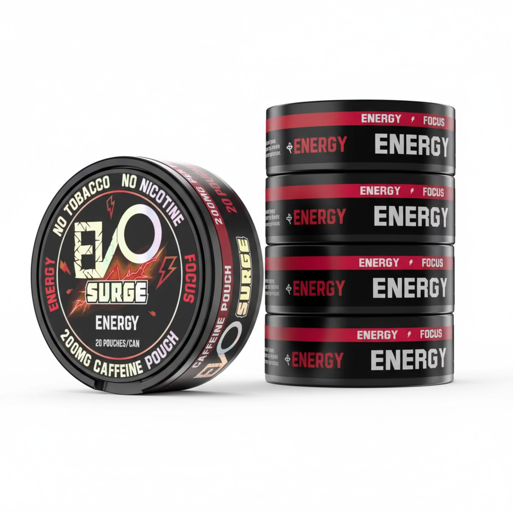 EVO Surge 200mg Caffeine Pouches – 5 Pack (20 Count/Can) – Energy