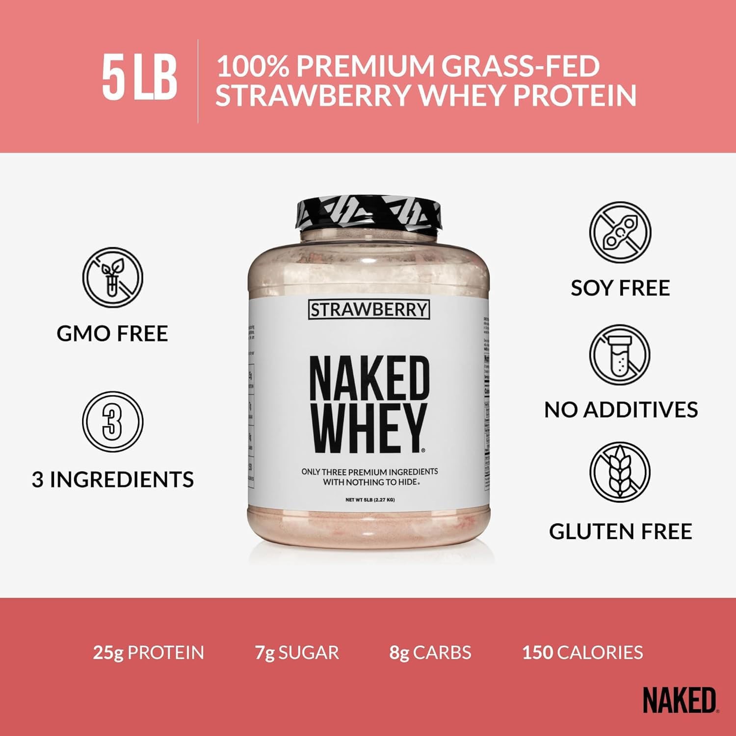 Strawberry Whey Protein – All Natural Grass Fed Whey Protein Powder + Dried