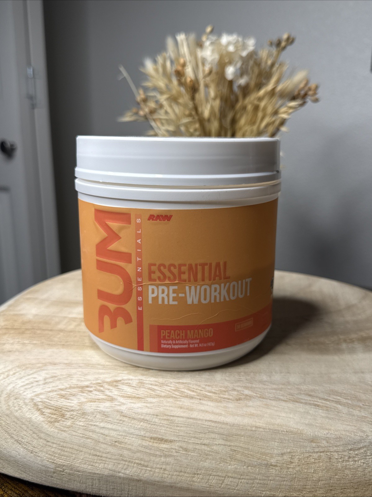 BUM Pre Workout By RAW Nutrition Orange 30 Servings 14 oz. Exp 08/2027
