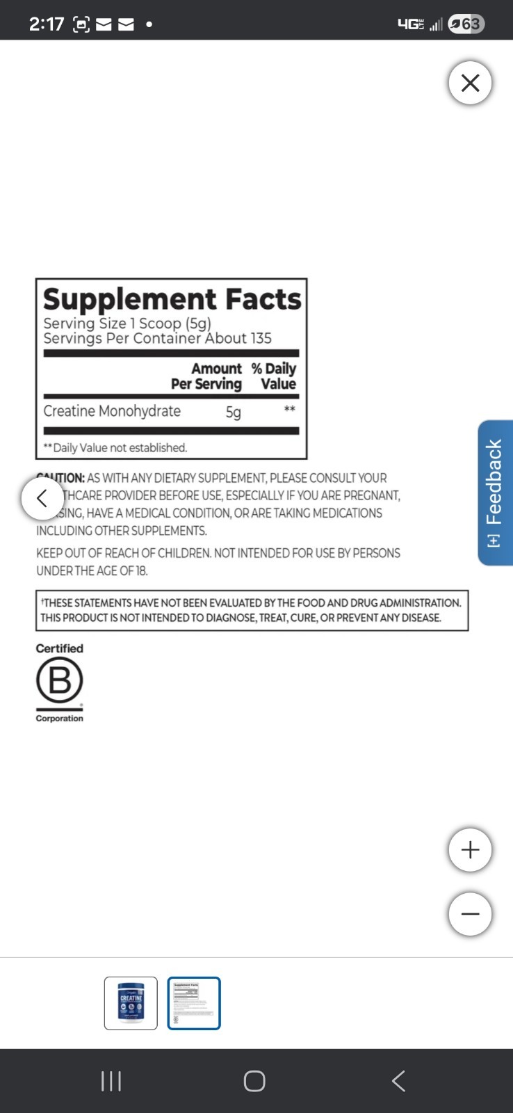 Creatine Monohydrate Powder – Pure Unflavored – Muscle & Brain Function Support