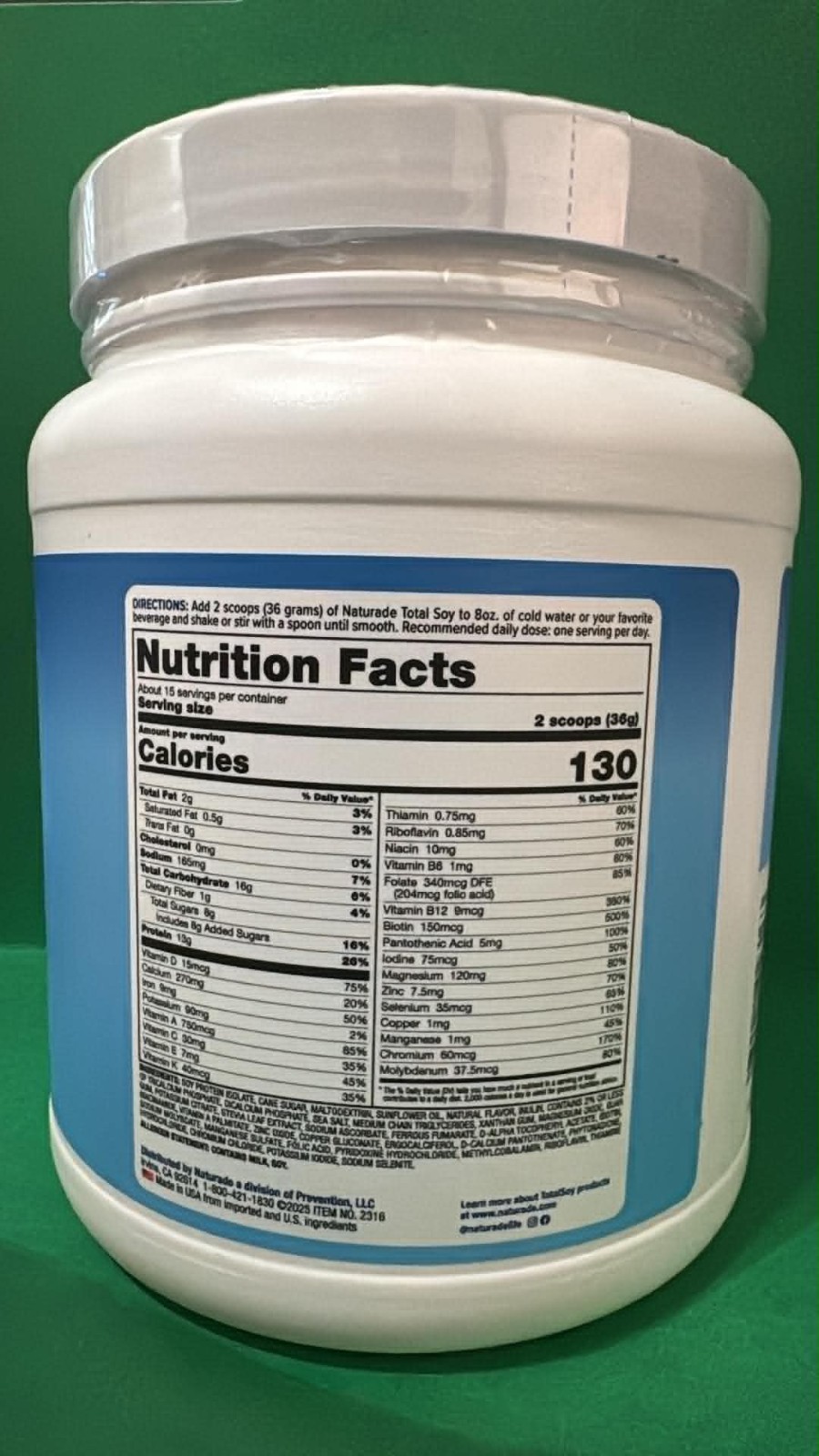 Naturade Total Soy Weight Loss Shake Vanilla 19 oz 540g Gluten-Free EXP:12/2027