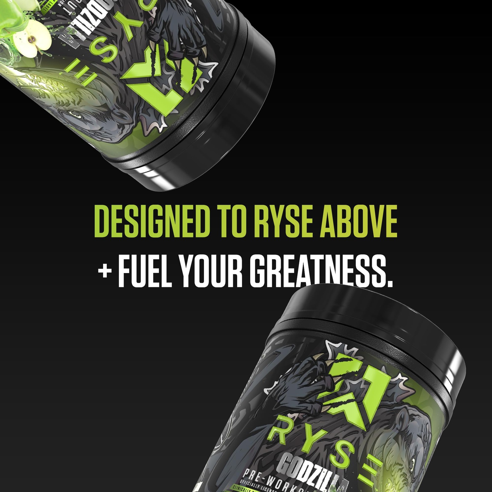 RYSE Godzilla X Noel Deyzel Pre Workout Powder Green Apple 400mg Caffeine High