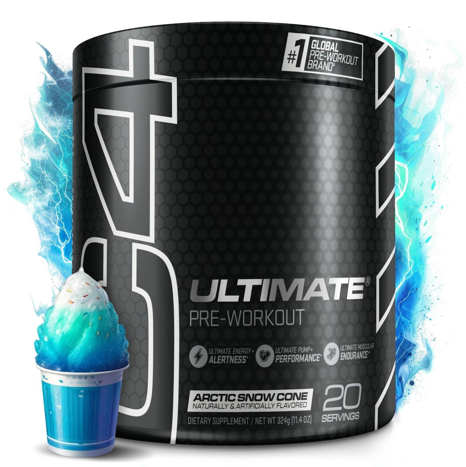 Cellucor C4 Ultimate Pre Workout (20 Servings) Free Same Day Shipping! Snow Cone
