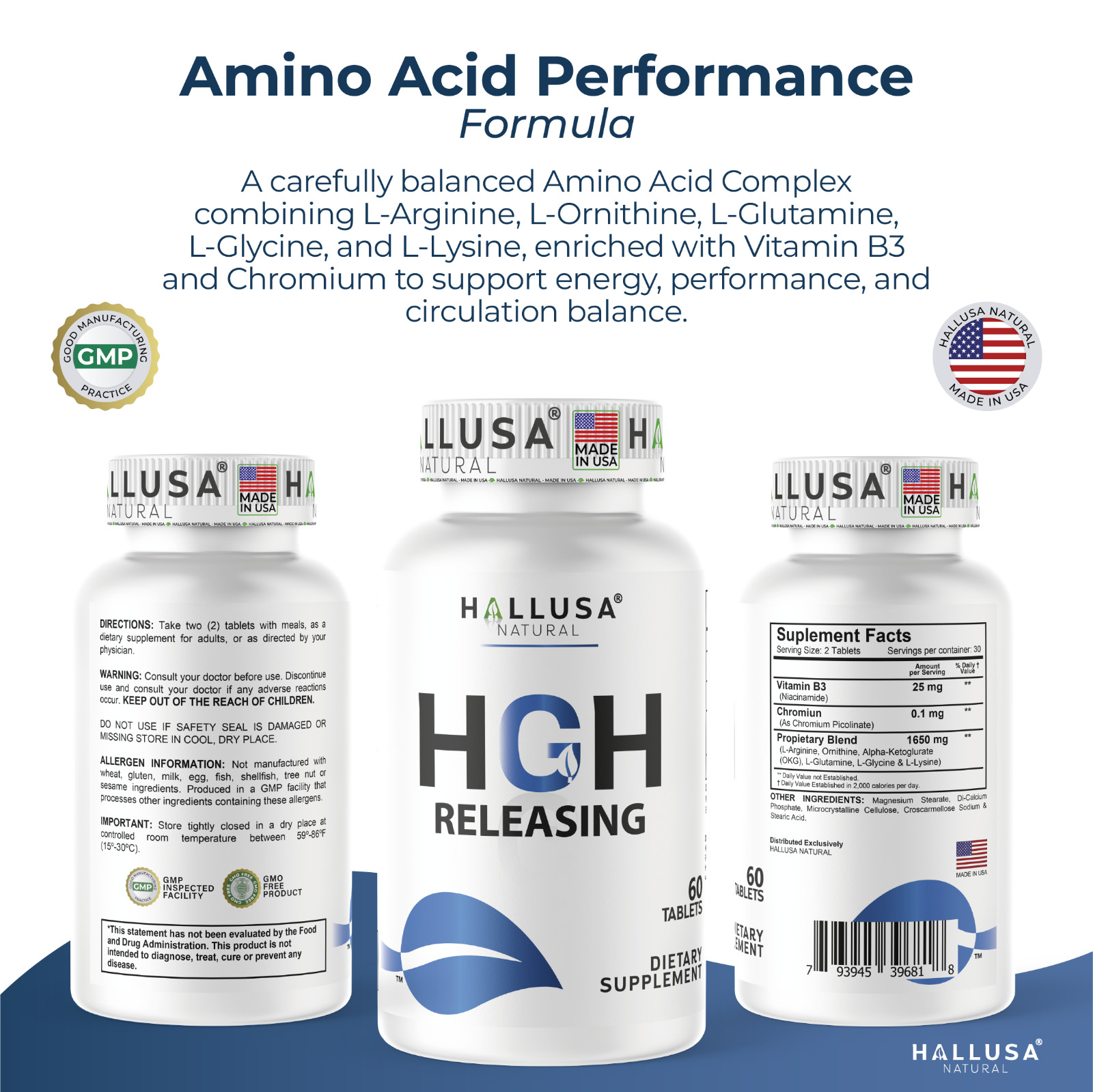 HGHBooster – Natural Growth Support – Energy & Performance – L Arginine, 60 Tabs