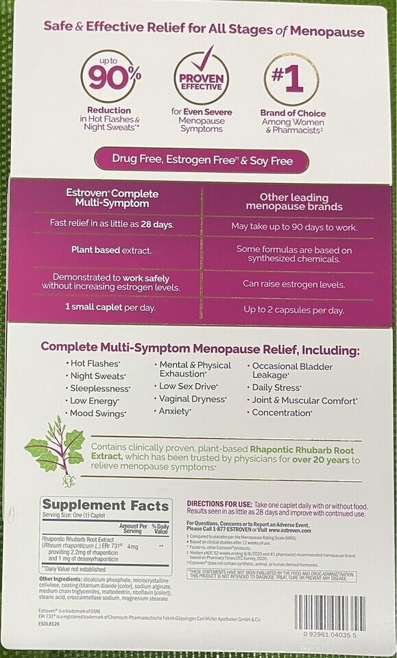 Estroven Complete Multi-Symptom Menopause Relief.(84 Caplets)