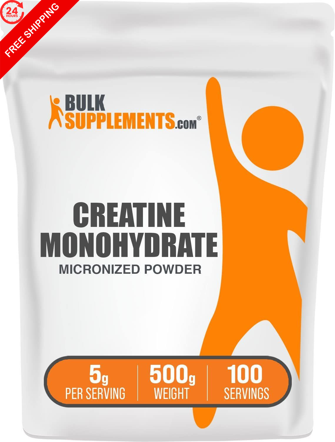 BulkSupplements.com Creatine Monohydrate Powder 1.1 Pound (Pack of 1), Multi