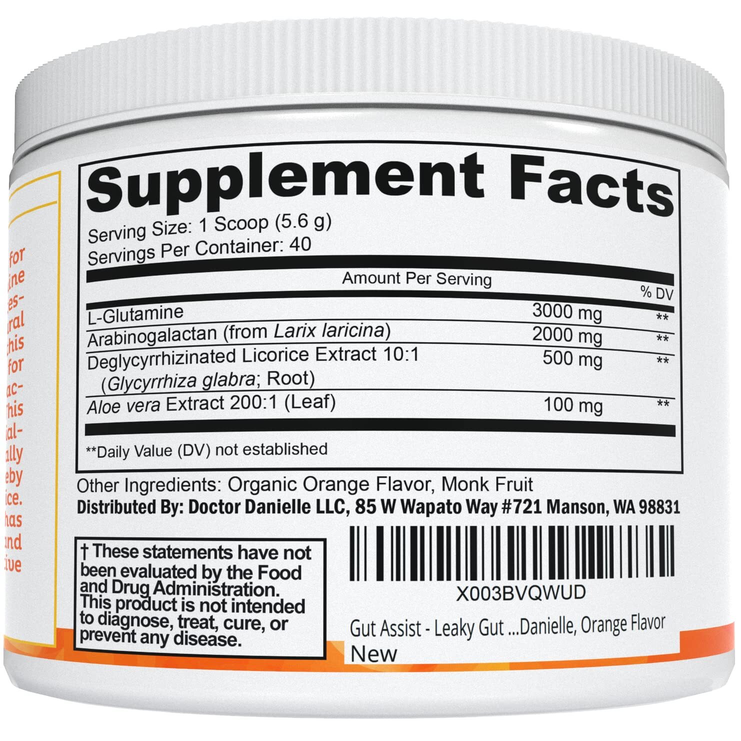 Doctor Danielle Gut Assist – Leaky Gut Repair Supplement Powder – Glutamine A…