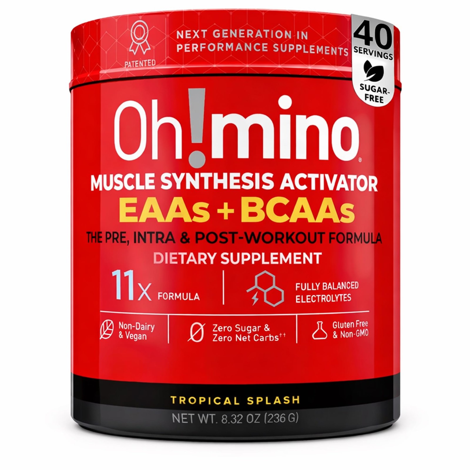 Ohmino Essential Amino Acids Supplement Drink Powder, Tropical Splash, Cafeei…