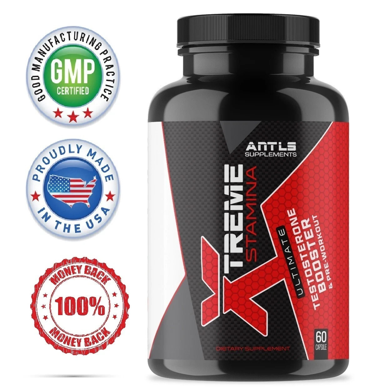 Testosterone Booster Pre Workout Nitric Oxide L arginine Men’s Antls – Pack of 2