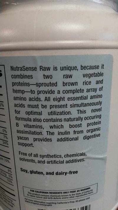 NutriSense Raw Brown Rice & Hemp Protein Powder Plus 28.2 oz 04/18