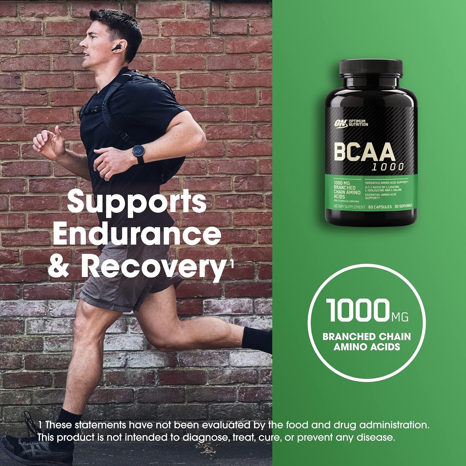 BCAA Essential Amino Acids Capsules, 1000mg, 60 Count – Perfect for Keto Diet
