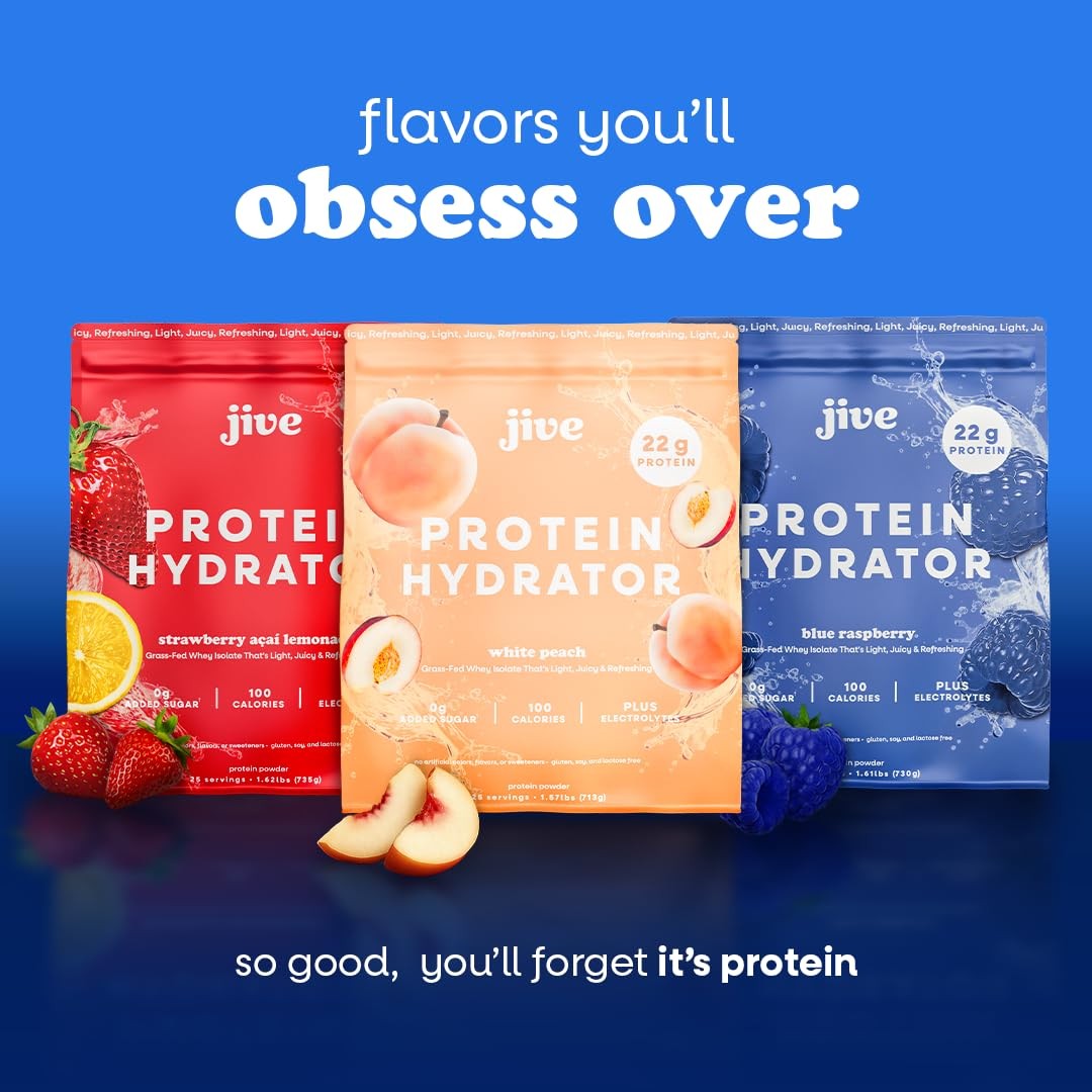 Jive Clear Protein Powder 22g GrassFed Whey Isolate, 25 Servings Blue Raspb…