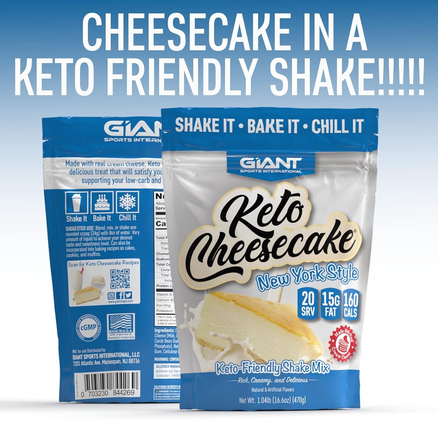 Giant Sports Keto Cheesecake Shake Mix – Delicious Low Carb, Ketogenic Diet G…