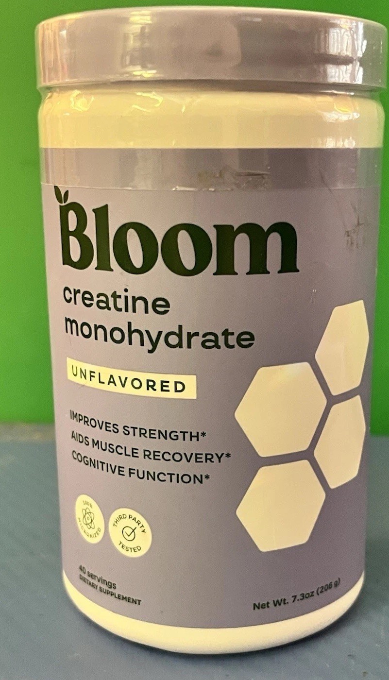 Bloom Creatine Monohydrate Unflavored Powder, 40 Servings – New