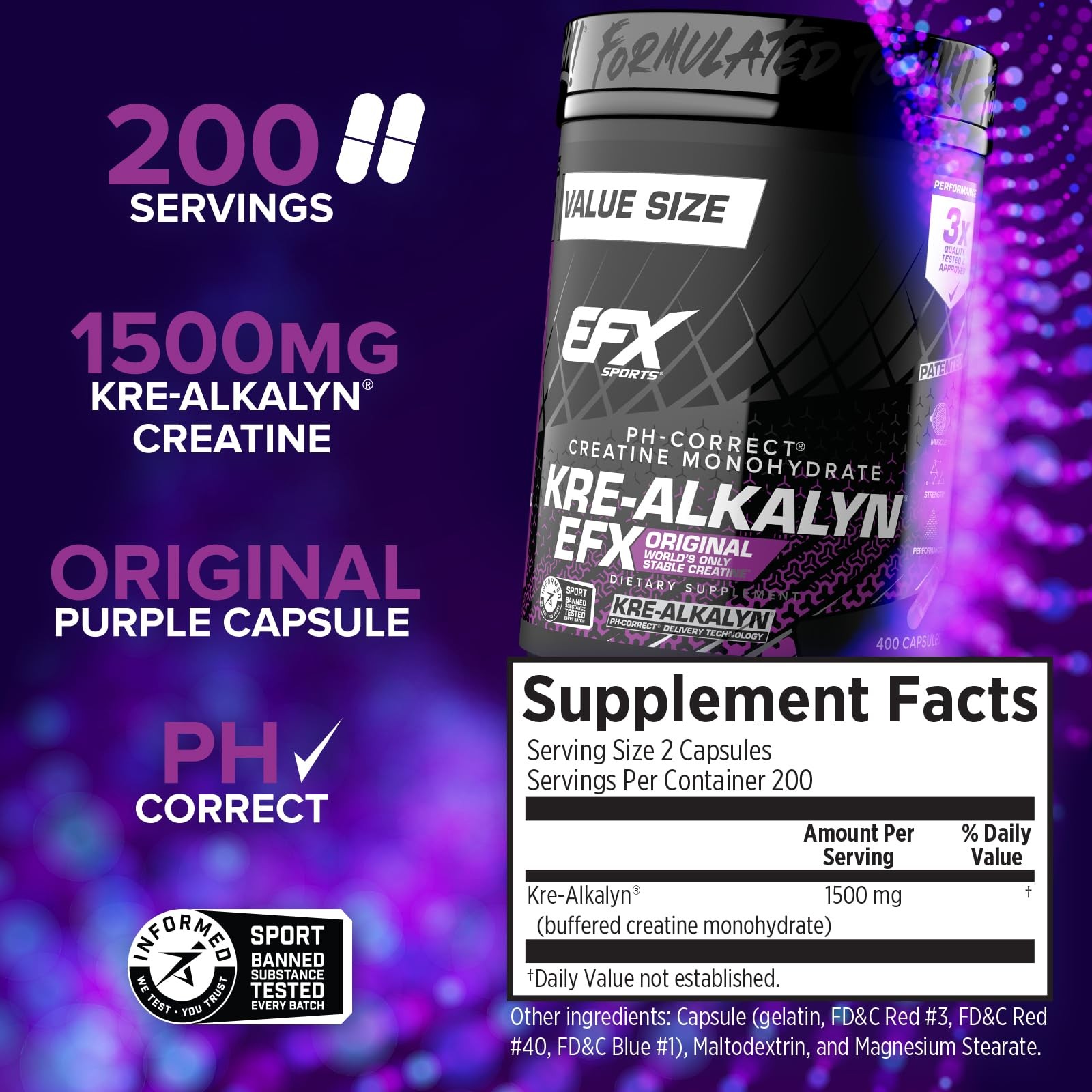 Kre-Alkalyn EFX | pH Correct Creatine Monohydrate Pill Supplement | Strength,…
