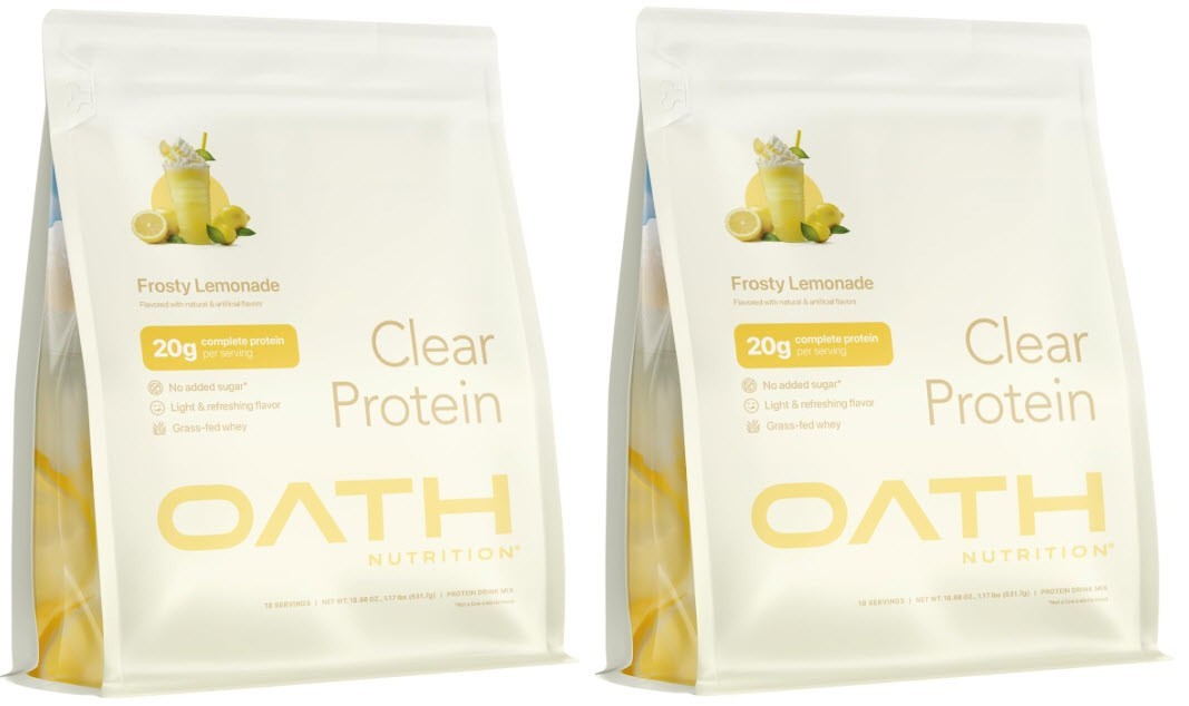 2 Oath Nutrition Clear Whey Isolate Protein Powder Frosty Lemonade EXP 8/21/2027