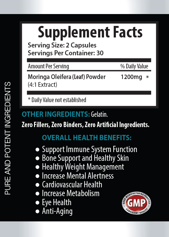 Moringa capsules – MORINGA OLEIFERA 1200 – cholesterol supplement – 3 Bot