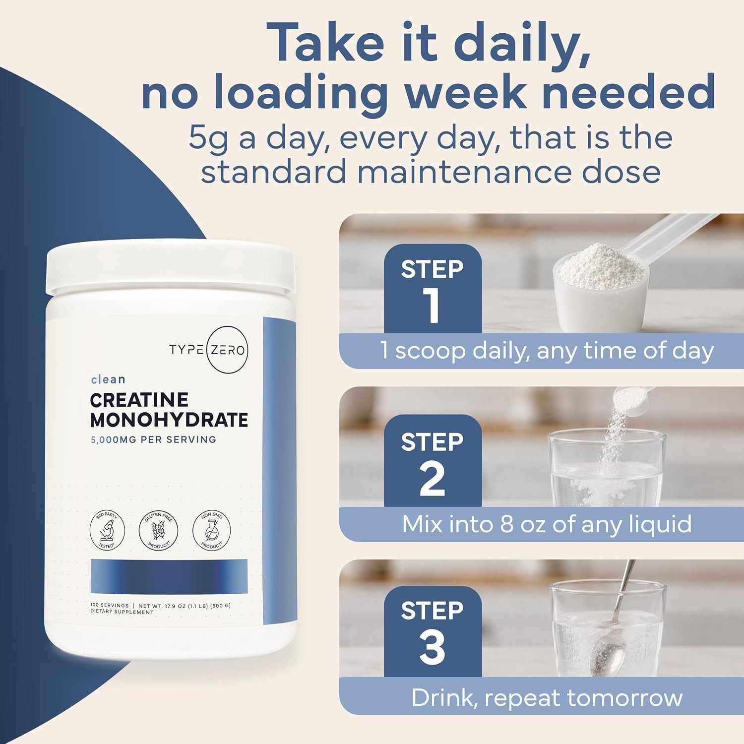 Keto-Friendly Creatine Monohydrate Powder – 500 Grams, Gluten-Free, 100 Servings