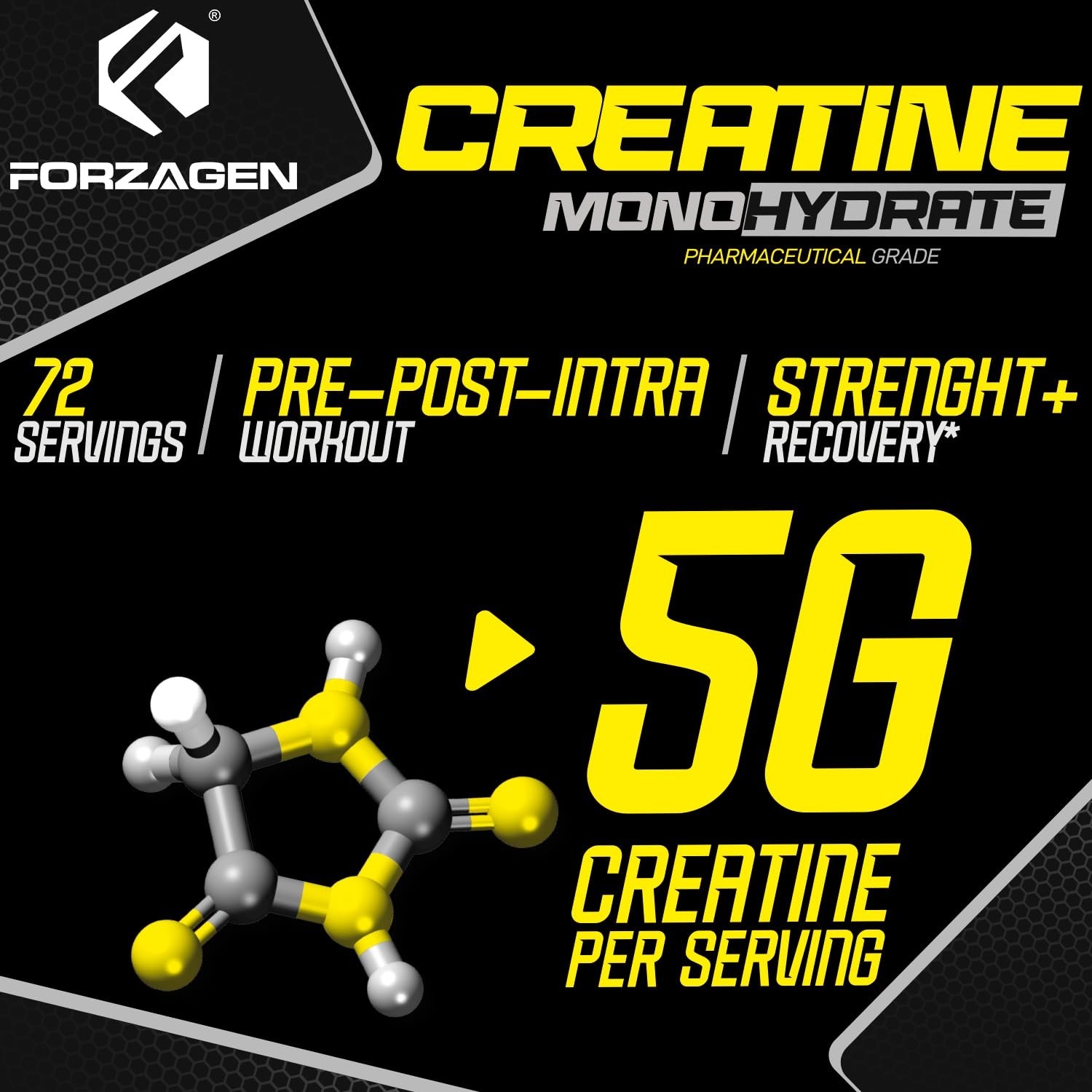 Micronized Creatine Monohydrate Powder – Unflavored, Muscle Gain, 72 Servings