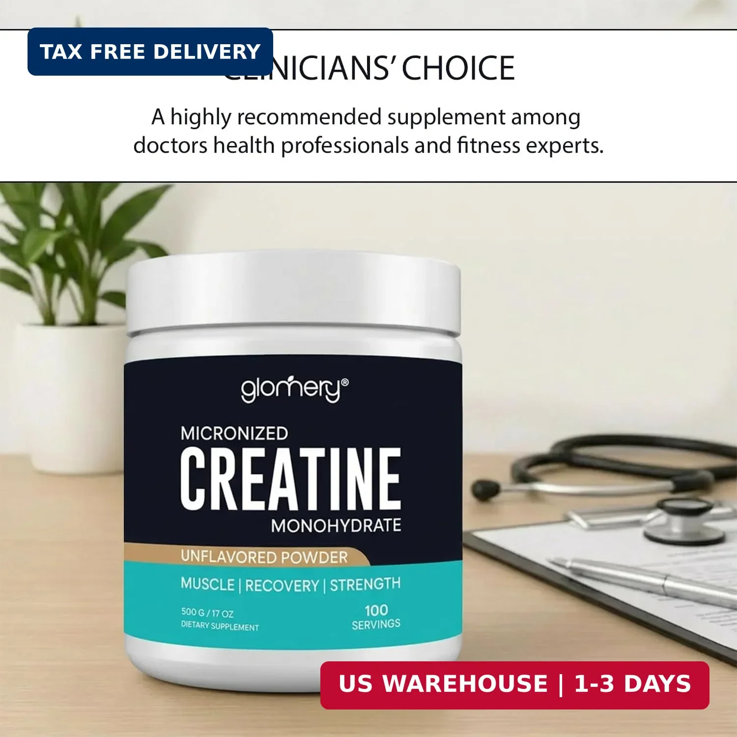 Creatine Monohydrate Powder Micronized, 100 Servings, Pure Creatine for Muscle S