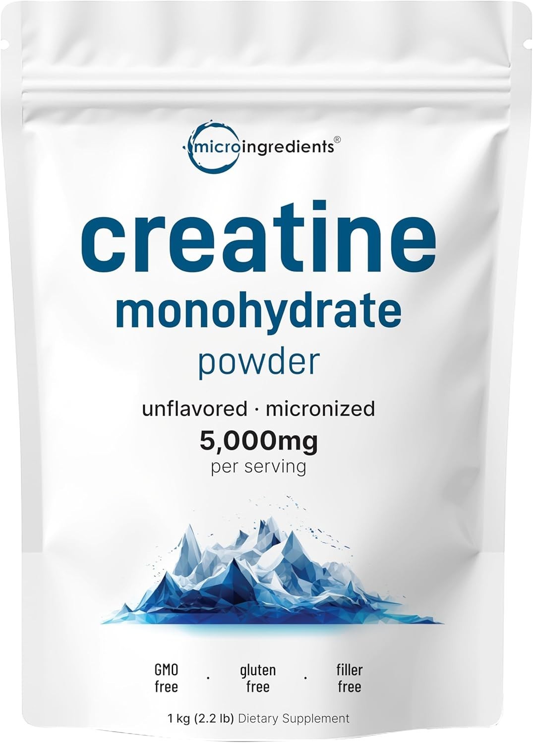 Creatine Monohydrate Powder 1 kg 2.2 Lbs, 5000mg Per Serv, Micronized Creatin…