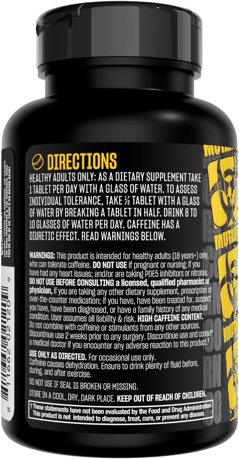 Mutant Caffeine Pills – Pharmaceutical-Grade Pure Caffeine Supplement, 240 Table