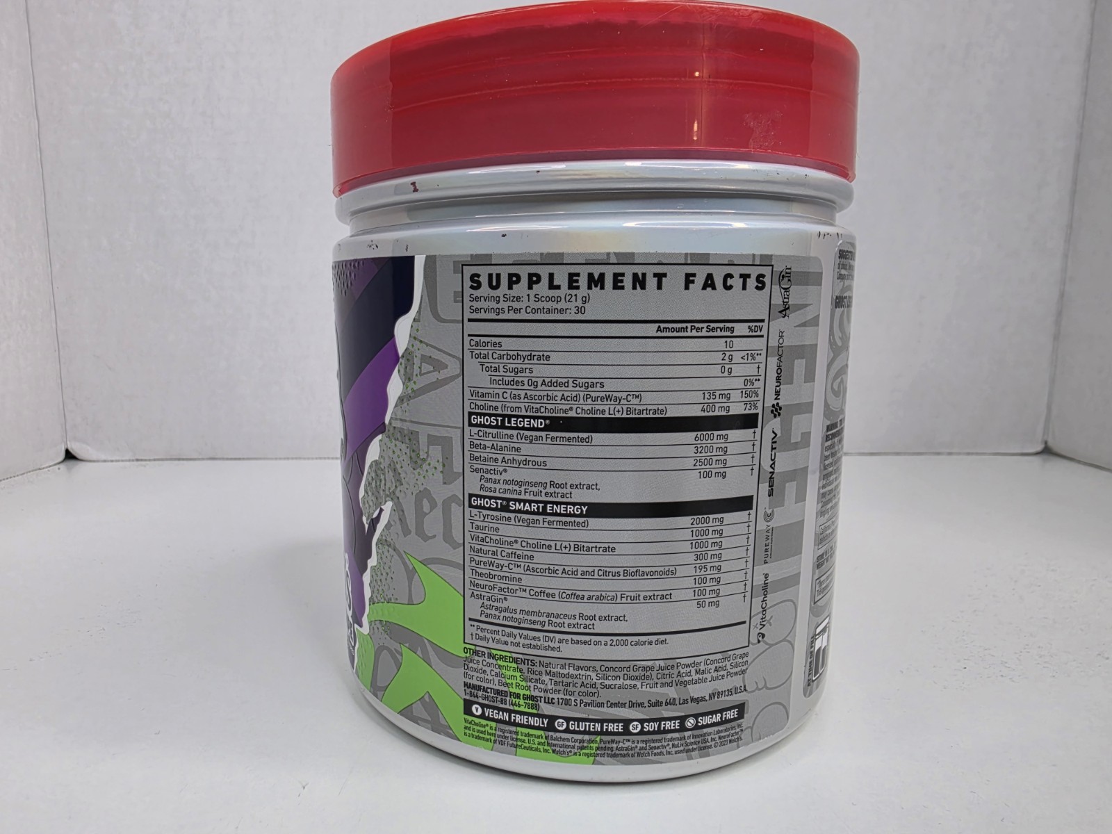 GHOST Legend Pre-Workout Powder Welchs Grape 30 Servings 22.2 oz