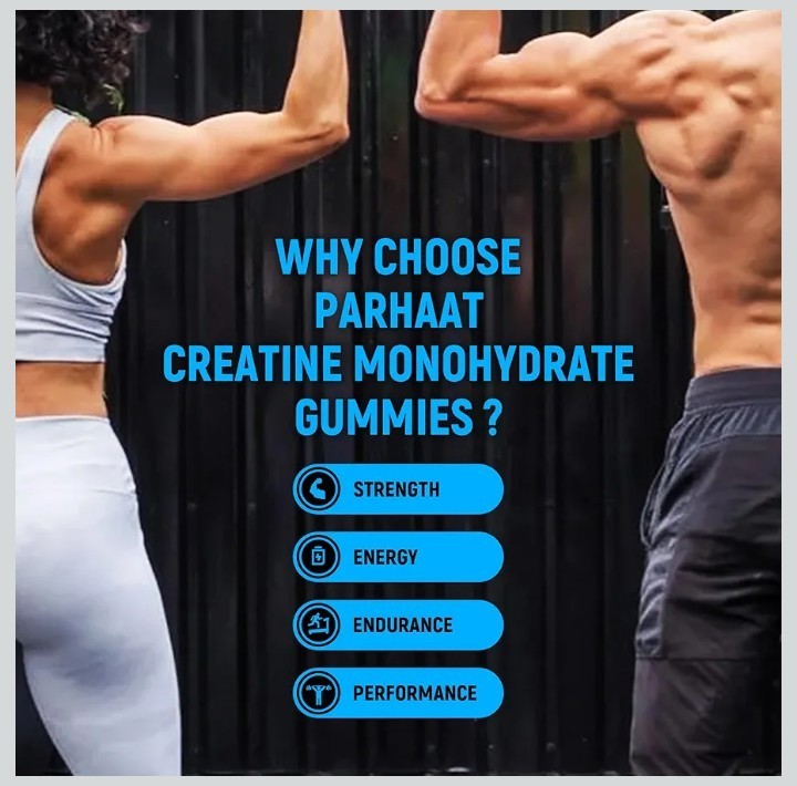 Parhaat Creatine Monohydrate Gummies 5g Blueberry Vegan Gluten-Free 90 Count