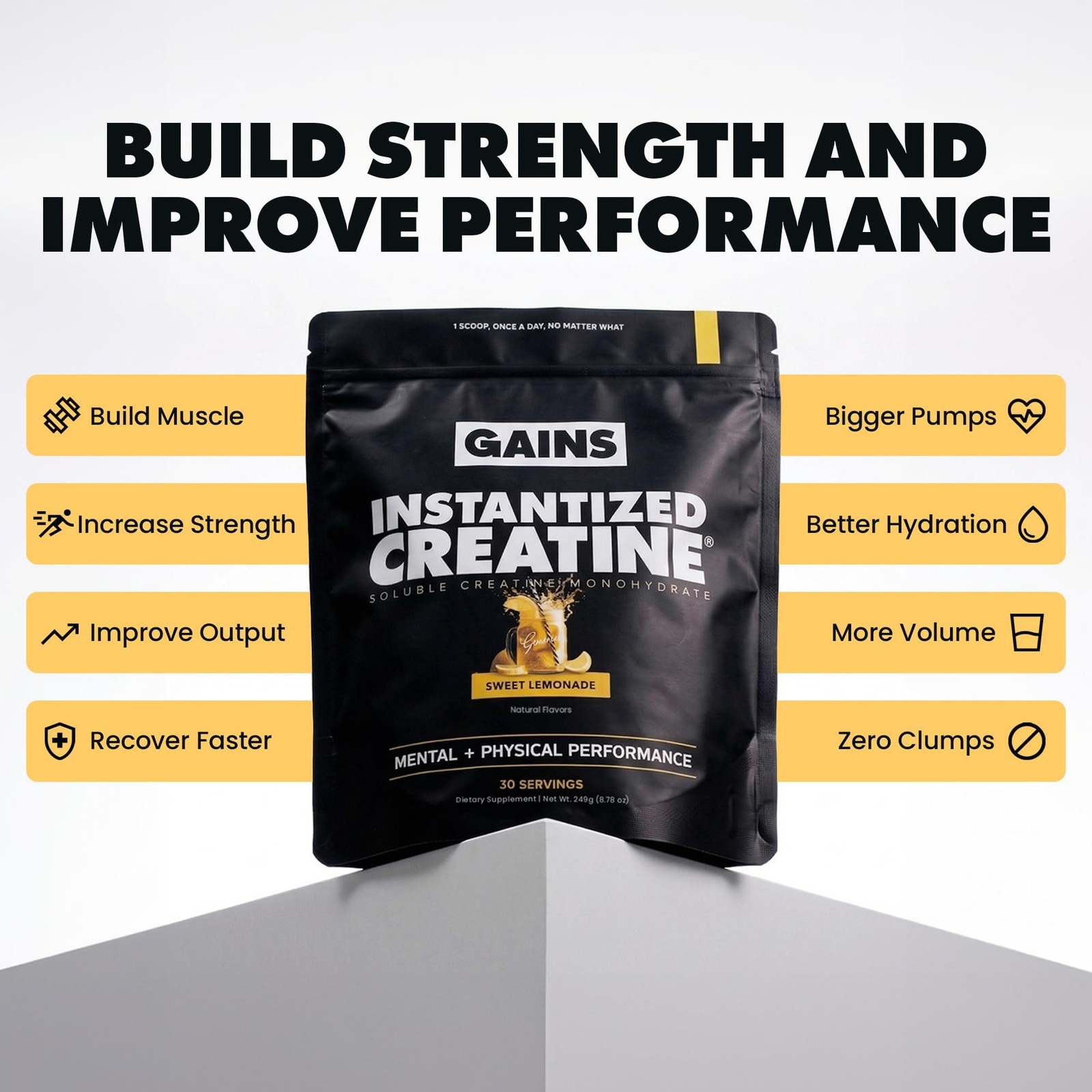 Gains in Bulk Instantized Creatine Monohydrate for Men & Women, Soluble Pre W…
