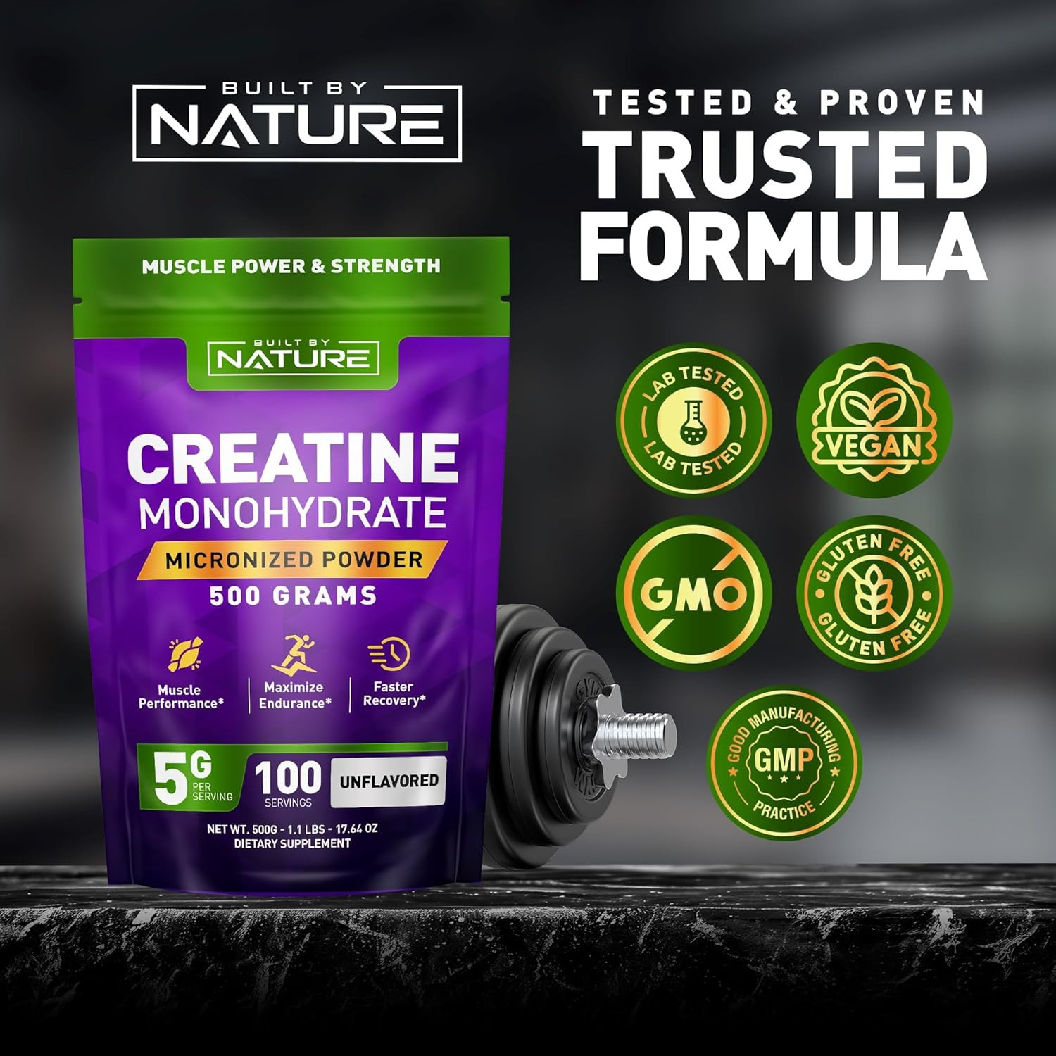 Creatine Monohydrate Powder – Micronized Creatine for Men & Women – Pure Monohyd