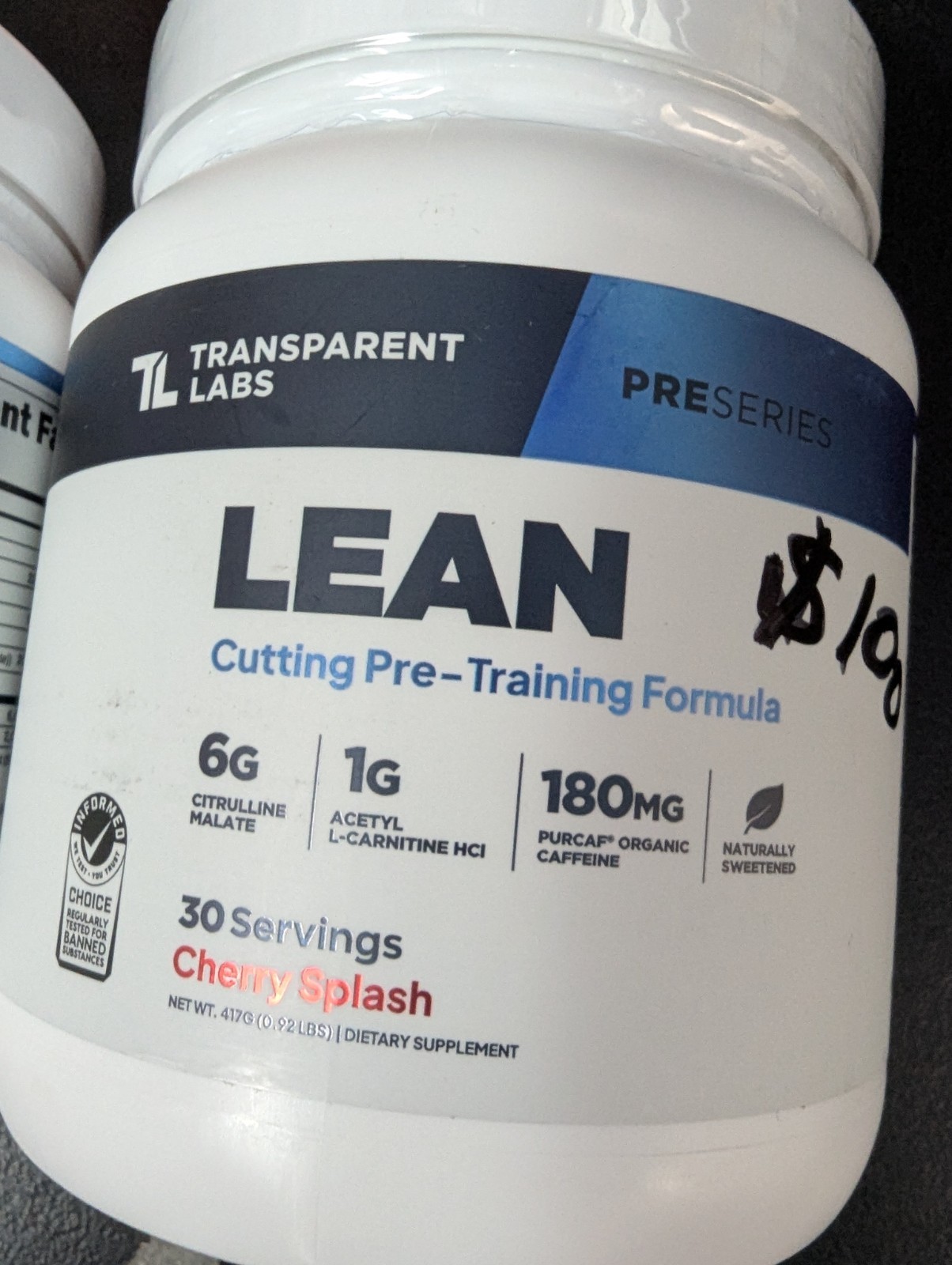 Lot of 2 NEW Transparent Labs Lean Series Pre Workout Men Women Cherry Splash