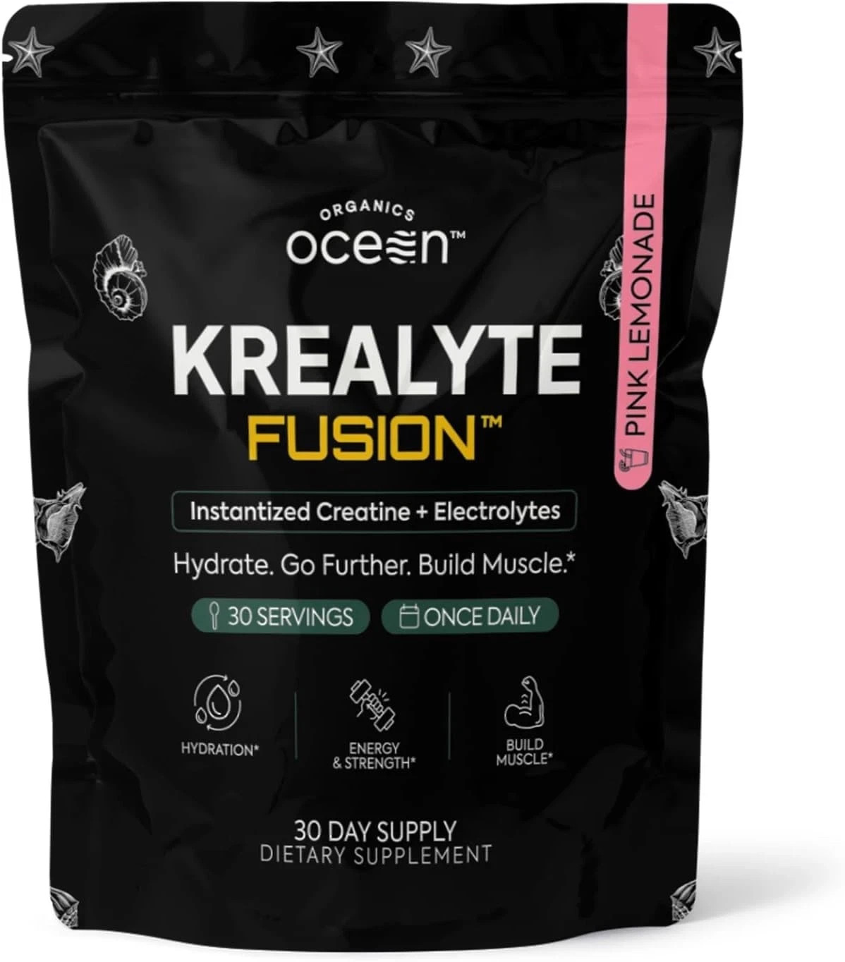 Organics Ocean Krealyte Fusion Creatine Powder Electrolytes Muscle 30 Servings