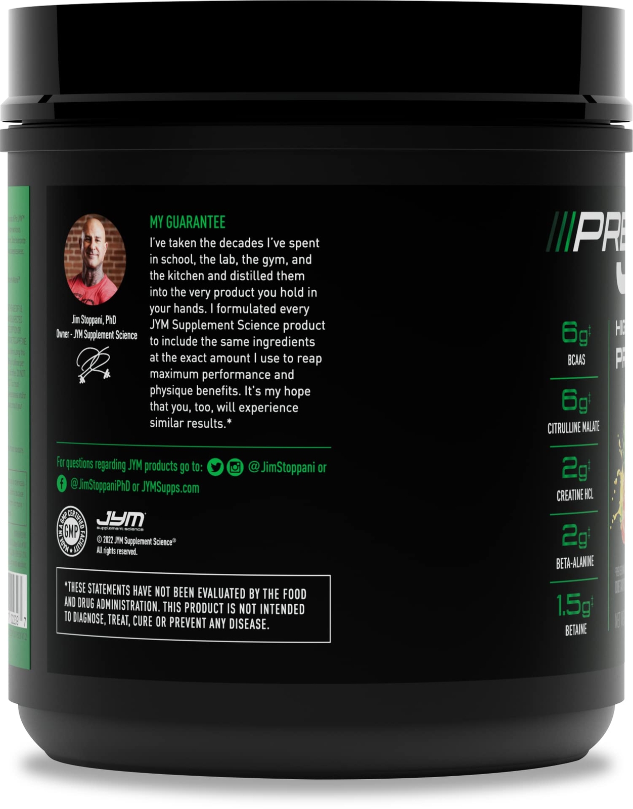 Pre JYM Pre Workout Powder 30 Servings Powerful Energy BCAAs Creatine Endurance