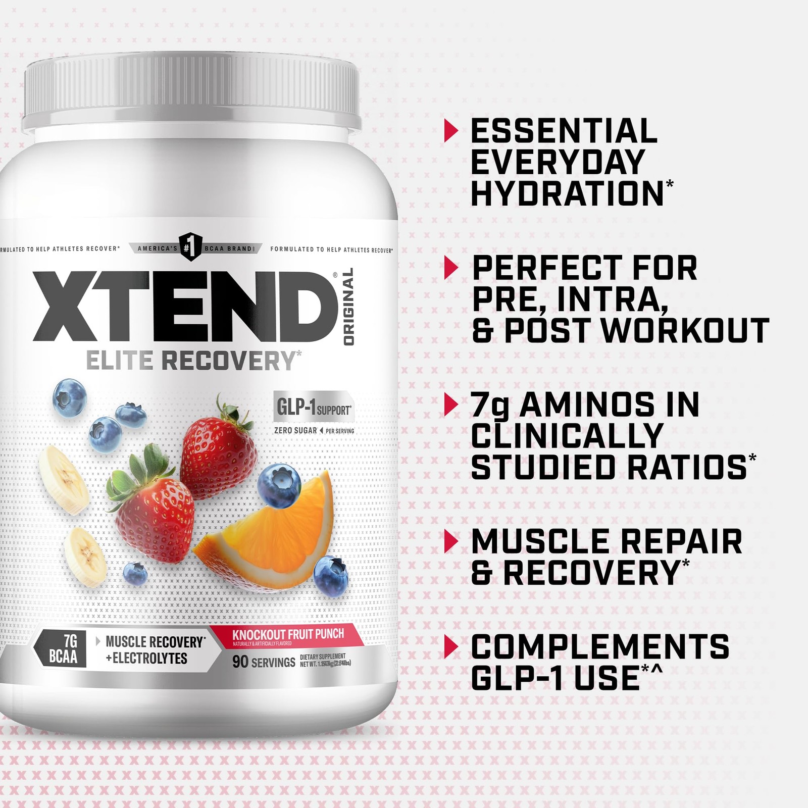 Xtend Original BCAA Powder with Zero Sugar 7g BCAA 90 Servings