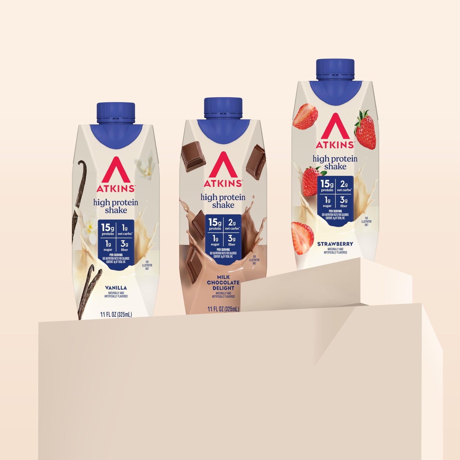 Atkins Best Sellers Protein Shake Variety Pack, Strawberry, Vanilla and Milk Cho