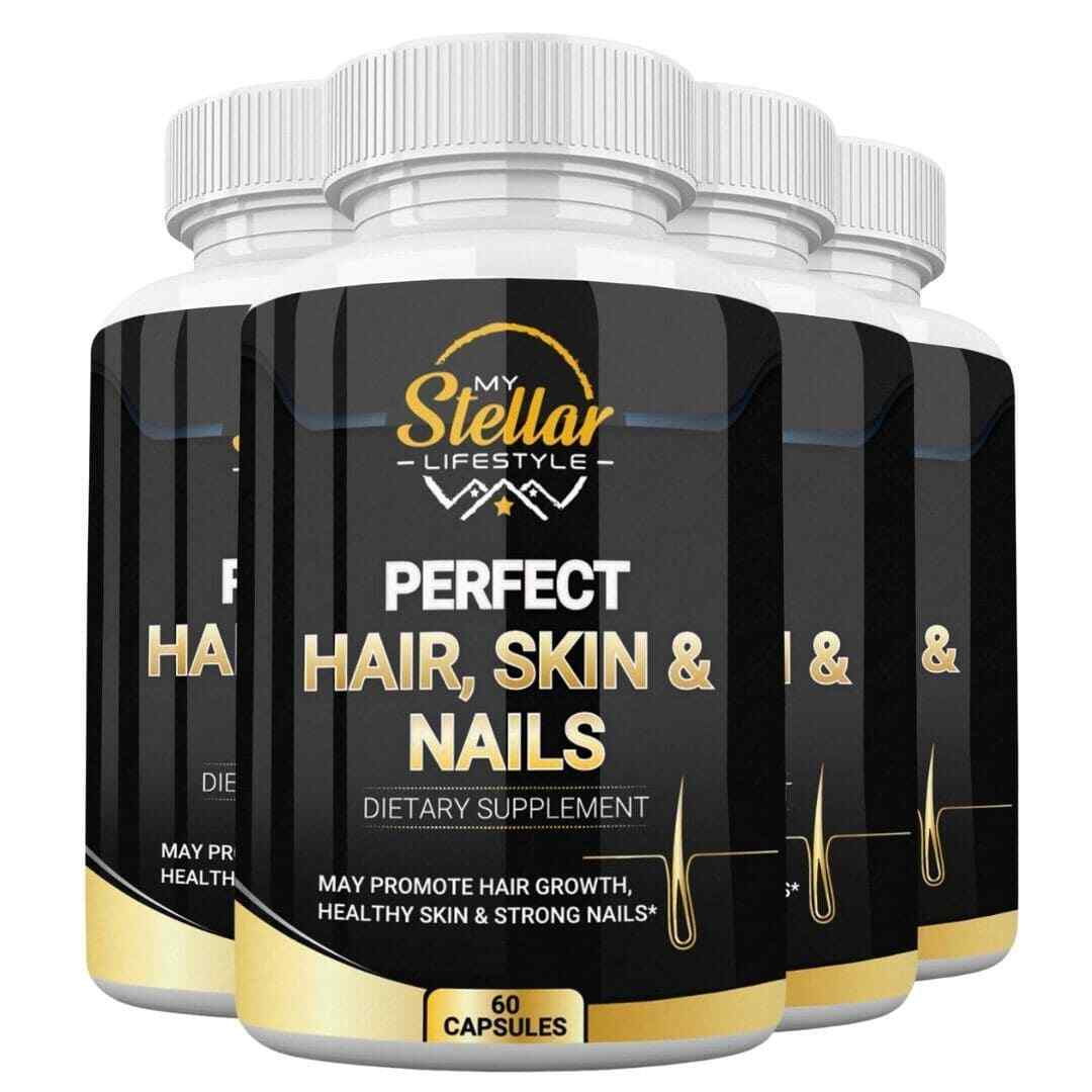 4 Bottles Perfect Hair, Skin & Nails by My Stellar Lifestyle – 60 Capsules